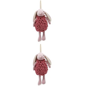 REGALWOVEN Cute Cartoon Rabbit Shape Fuzzy Ball Soft Absorbent Chenille Hand Towel 2 Pack 6" x 14" - 1 of 4