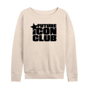 Women's - Instant Message - Future Icon Club Lightweight French Terry Wide Neck Long Sleeve Graphic Shirt - 1 of 4