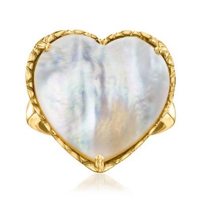 Ross-Simons Mother-Of-Pearl Heart Ring in 18kt Gold Over Sterling
