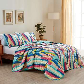 ESCA 7-Piece Juda Yarn Dyed Blue White Striped Comforter & Sheet Set  Bedding Set - King/Cal King Size 