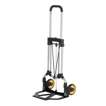 Magna Cart Ideal Slim Steel Folding Hand Truck Dolly Cart with 160-Pound Capacity, Extendable Handle, and Retractable Rubber Wheels, Silver/Black