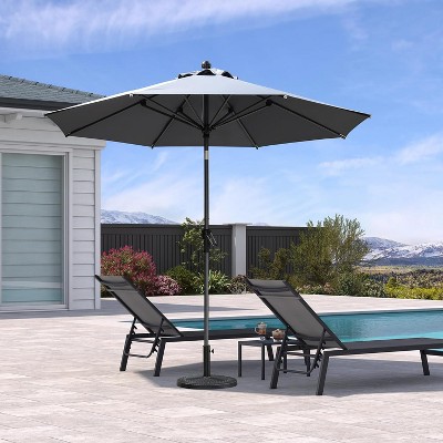 PURPLE LEAF Patio Umbrella Outdoor Table Umbrella Aluminum Frame Market Umbrella Sun Umbrella with 8 Sturdy Ribs