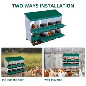 8 Compartments Nesting Box for Chickens Egg Laying, Heavy Duty Metal Poultry Nest Box with Roll Out Egg Collection, Swing Perch, Vented Holes - 1 of 4