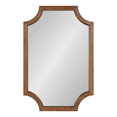 Rustic Brown Scalloped Rectangular Wood Wall Mirror