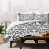 Deny Designs 3pc Full/Queen Sewzinski Luna Moth Moonflowers Pattern Duvet Cover and Pillow Sham Set Black: Woven Polyester, 300 Thread Count - image 3 of 4