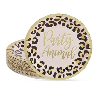 Sparkle and Bash 48 Pack Cheetah Print Paper Plates for Party Animal Safari Birthday Supplies (9 In) - 1 of 4