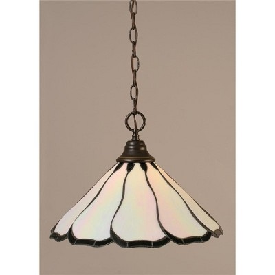 Toltec Lighting Any 1 - Light Pendant in  Dark Granite with 16" Pearl & Black Flair Art Glass Shade