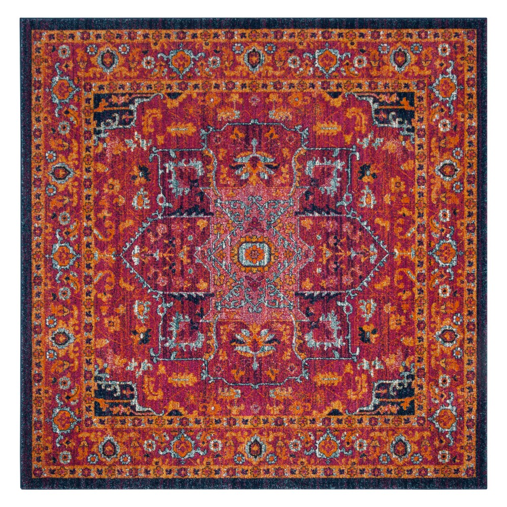 6'7inx6'7in Medallion Square Area Rug Fuchsia/Orange - Safavieh