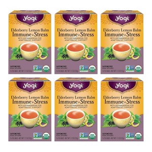 Yogi Tea Elderberry Lemon Balm Immune & Stress Tea - 16 Tea Bags per Pack (6 Packs) - 1 of 3