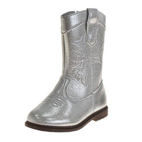 Laura Ashley Girls Cowgirl Boots. little Kids toddler silver Metallic Size 5 Target