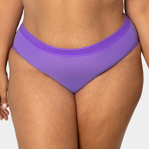 Curvy Couture Women's Mesh High Cut Brief Panty Sunset Glow - 1 of 4