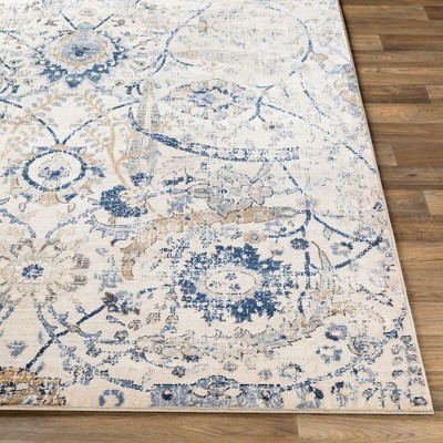 Avellino Blue and Beige Synthetic Fur 5'3" x 7'3" Area Rug