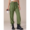 INSPIRE CHIC Women's High Waist Elastic Drawstring Casual Wide Leg Cargo Pants with Pockets - 2 of 4
