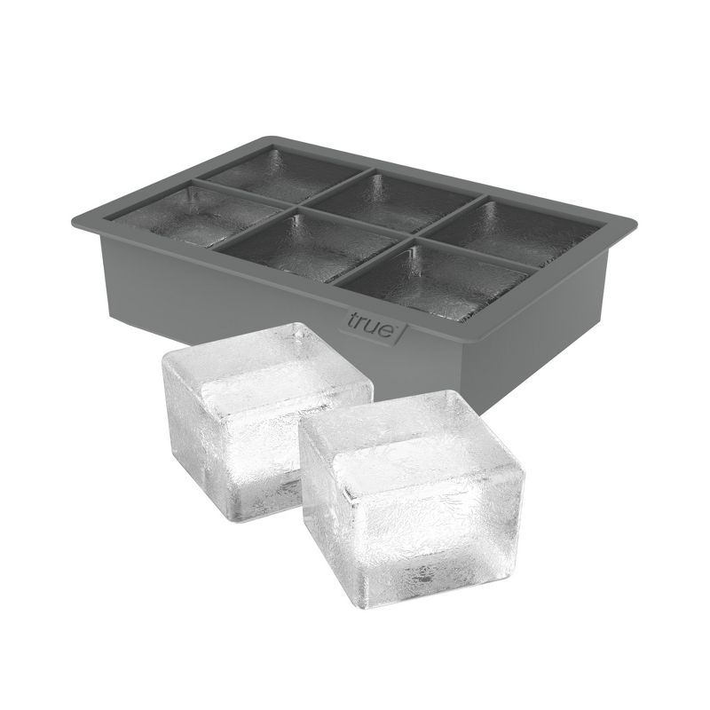 True Colossal Ice Cube Tray, Extra Large Ice Cubes, Dishwasher Safe Flexible Silicone Ice Cube Tray, Makes 6 2 Inch Ice Cubes, Grey, Set of 1, 1 of 5