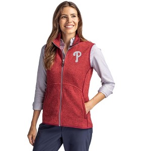 Philadelphia Phillies Cutter & Buck Mainsail Sweater Knit Womens Full Zip Vest - 1 of 1