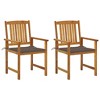 vidaXL Patio Chairs Set with Taupe Cushions, 2 pcs Solid Acacia Wood - Rustic Charm Outdoor Seating - 2 of 4