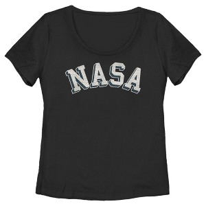 Juniors Womens NASA Curved 3D Bold Logo T-Shirt - 1 of 3