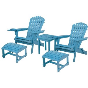 Jiallo Foldable Adirondack Chair with cup holder Conversation Set, 2 Foldable Adirondack Chairs with cup holders with Ottoman and 1 End Table - 1 of 4