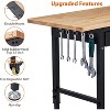 60" x 22" Adjustable Height Workbench – Heavy Duty Rubber Wood Top, Tool Storage, Pegboard, Power Outlets, Lockable Wheels - 3 of 4