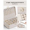 2-Layer Jewelry Box with Lock, Cream White Organizer Storage for Earrings, Necklaces & Rings, Gift for Women - 3 of 4