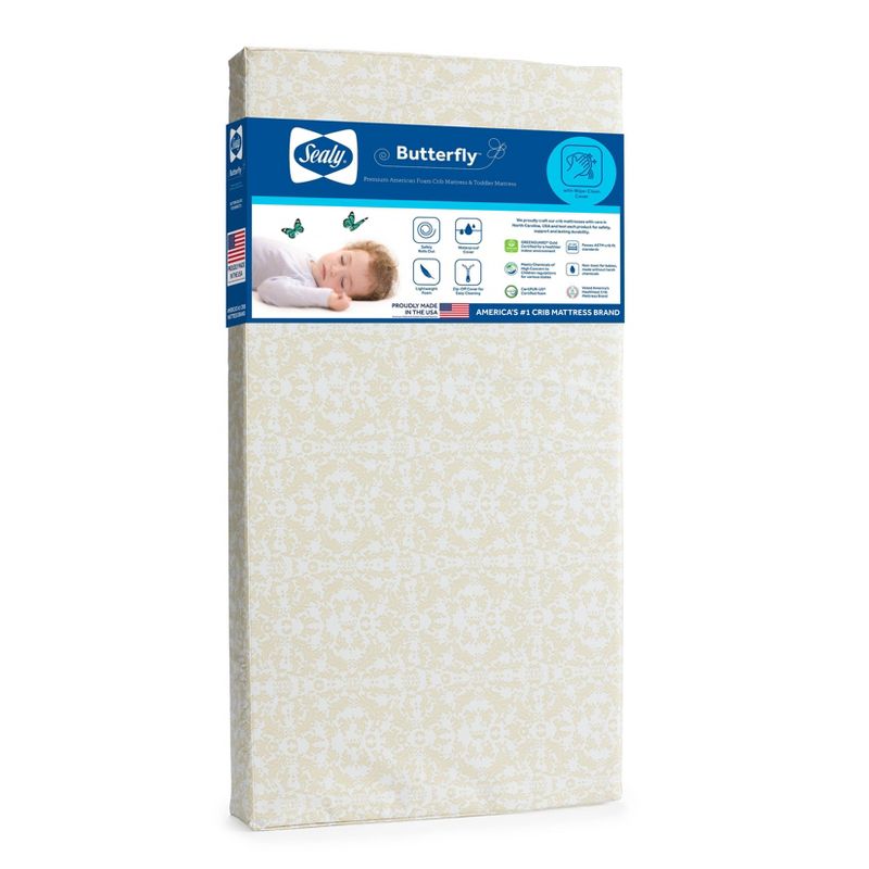 Sealy Butterfly Premium Firm Crib Mattress and Toddler Mattress, 1 of 14