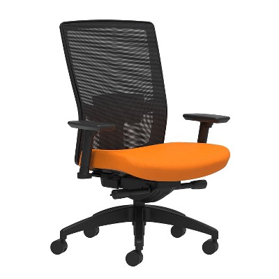 Union & Scale Fabric Task Chair Apricot Adjustable Lumbar 2D Arms 53637