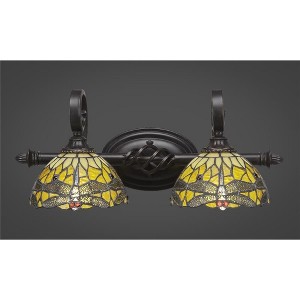 Toltec Lighting Elegante 2 - Light Vanity in  Dark Granite with 7" Amber Dragonfly Art Glass Shade - 1 of 1