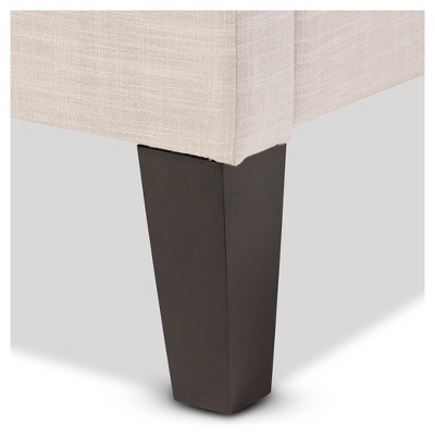 Contemporary Beige Linen Full Bed Frame with Tapered Legs