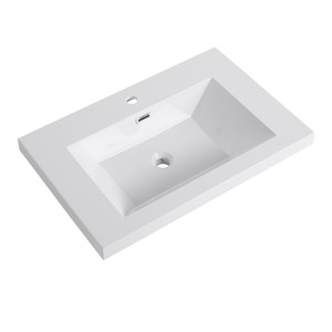 ChicFurnit Bathroom Sinks With Sleek Design And Durable Nonporous Surface Minimalist Lines For Contemporary Homes, White, 29.5"*19.7"*7.3" - 1 of 4