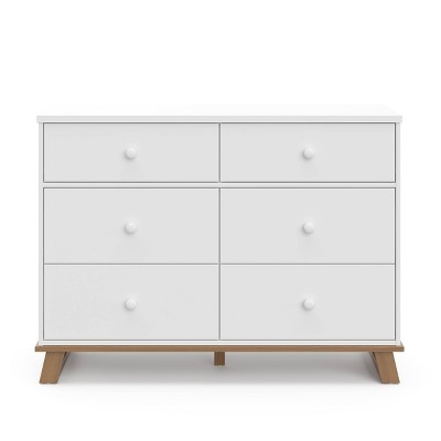 White and Driftwood Modern 6-Drawer Nursery Dresser