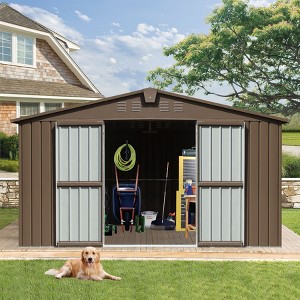 CAVINAS Storage Shed with Lockable Door Weatherproof Galvanized Steel Garden Shed for Backyard, Lawn - 1 of 4