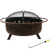 Sunnydaze Outdoor Camping or Backyard Steel Round Cosmic Fire Pit with Spark Screen and Log Poker - 41.5" - Black - 3 of 4