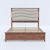 Accent Bed Frame Modern Upholstered Headboard with Functional Platform for Bedroom Queen - 3irtyhousy - 3 of 4