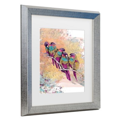 Trademark Fine Art -The Tangled Peacock 'Purple Parrots' Matted Framed Art