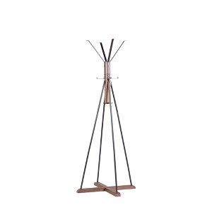 AZL1 Life Concept Garment Racks, Industrial Reclaimed Wood and Metal Freestanding Coat Rack for Entryway and Bedroom Organization, Brown, 15"*15"*71" - 1 of 4