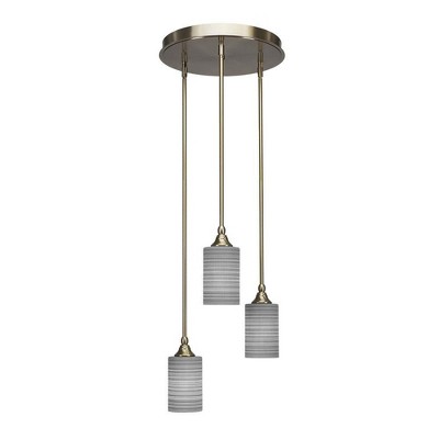 Toltec Lighting Empire 3 - Light Pendant in  New Aged Brass with 4" Gray Matrix Shade