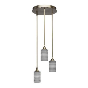 Toltec Lighting Empire 3 - Light Pendant in  New Aged Brass with 4" Gray Matrix Shade - 1 of 1