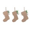 Transpac MDF Rustic Stocking Ornament Set of 3 Christmas Home Decorations - 3 of 3