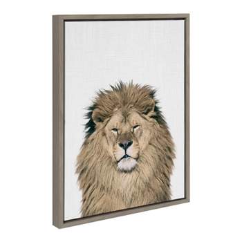 18" x 24" Sylvie Lion Color Framed Canvas by Simon Te of Tai Prints Gray - Kate & Laurel All Things Decor