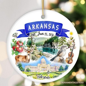 Artistic Arkansas State Themes and Landmarks Christmas Ornament| OrnamentallyYou - 1 of 4