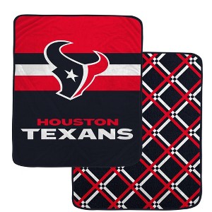 NFL Houston Texans Center Logo Half Stripe Diamond Faux Shearling Blanket - 1 of 1
