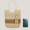 Women's Neutral Colorblock Straw Tote Bag- Cupshe - 4 of 4