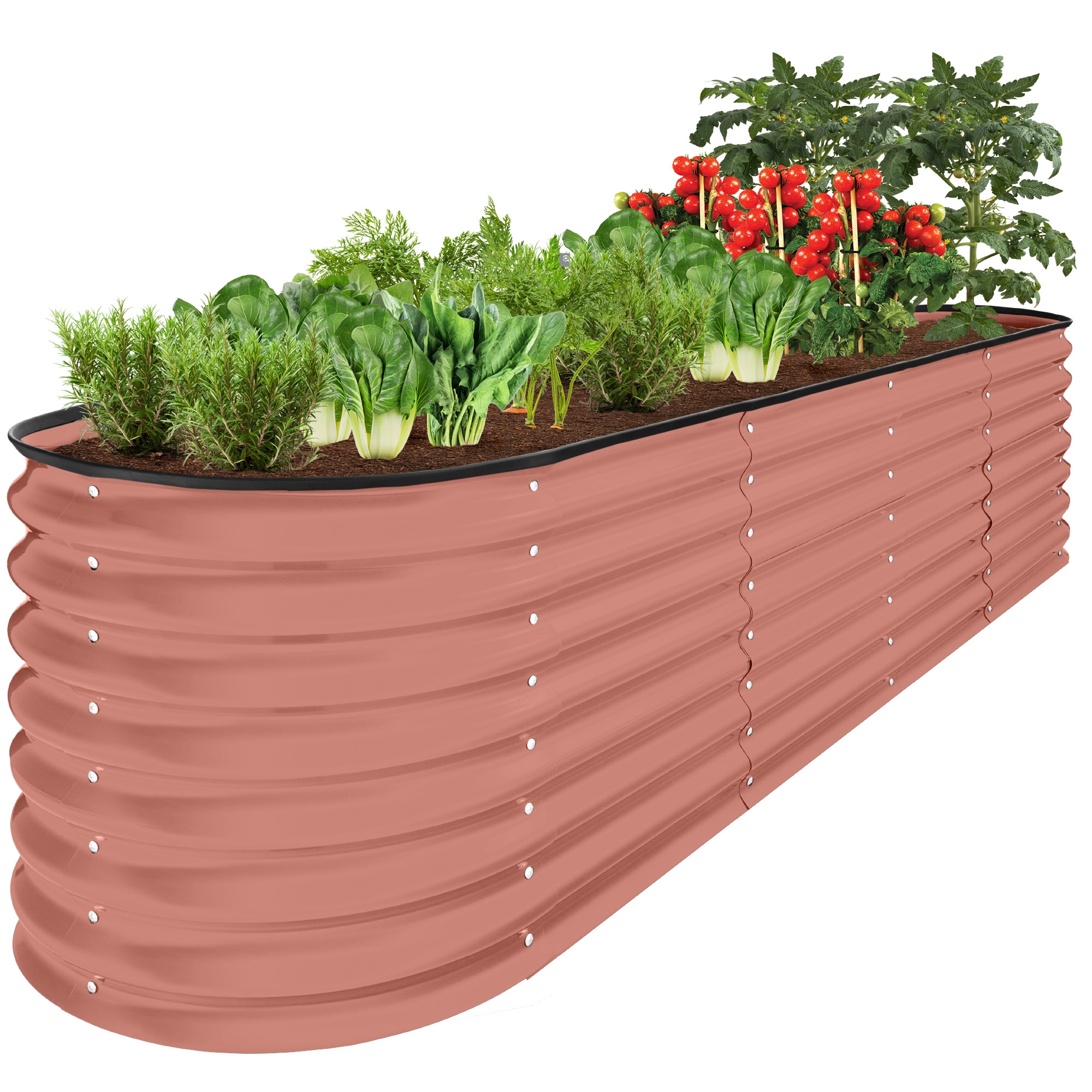 Best Choice Products 8x2x2ft Metal Raised Garden Bed, Oval Outdoor Planter Box w/ 4 Support Bars - Terracotta