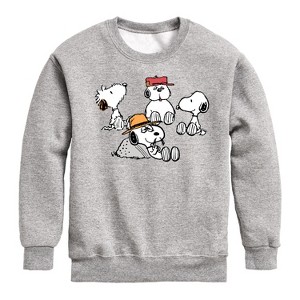 Boys' - Peanuts - Snoopy Siblings Graphic Long Sleeve Fleece Sweatshirt - 1 of 4