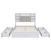 Full Size Bed Frames, Upholstered Headboard with Storage Rack, Platform Bed Frame with 4 Drawer, Wood Slats Supports - 4 of 4
