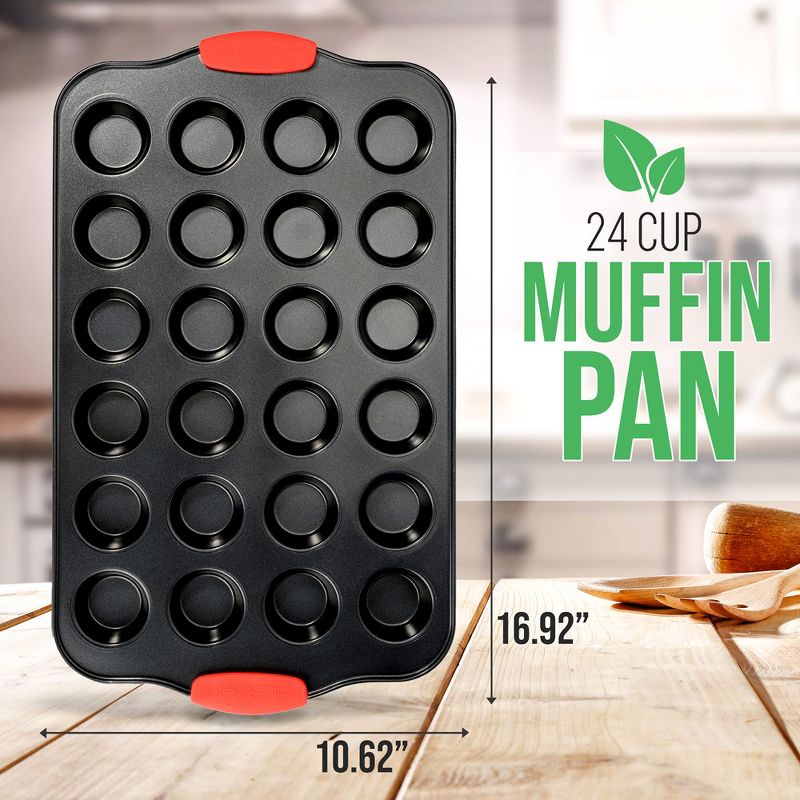 Nutrichef 24 Cup Muffin Pan-Deluxe Nonstick Gray Coating Inside & Outside, 2 of 7
