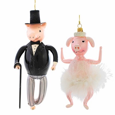 Italian Ornaments 8.0 Inch Rupert & Ruby Oinkley Dancing Wedding Pigs Tree Ornament Sets
