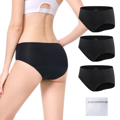 CARER 3-Pack Women's Period Underwear Regular Absorbency Menstrual Panties Leak Proof, Washable, Comfort, Soft