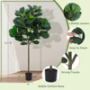 5.2 Ft Artificial Fiddle Leaf Fig Tree, Faux Ficus Lyrata Plant w/62 Fiddle Leaves, Tall Fake Plants Large Floor Plant w/Pot for Indoor Living Room - 2 of 4