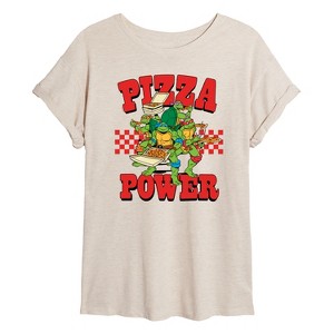 Women's - Teenage Mutant Ninja Turtles - Group Pizza Power Oversized Graphic T-Shirt - 1 of 4